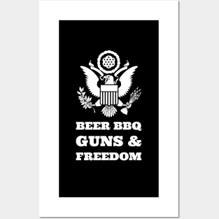 Beer BBQ Guns & Freedom Posters and Art